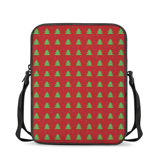 8-Bit Pixel Christmas Tree Pattern Print Rectangular Crossbody Bag