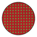 8-Bit Pixel Christmas Tree Pattern Print Round Floor Mat