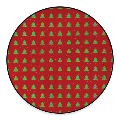 8-Bit Pixel Christmas Tree Pattern Print Round Floor Mat