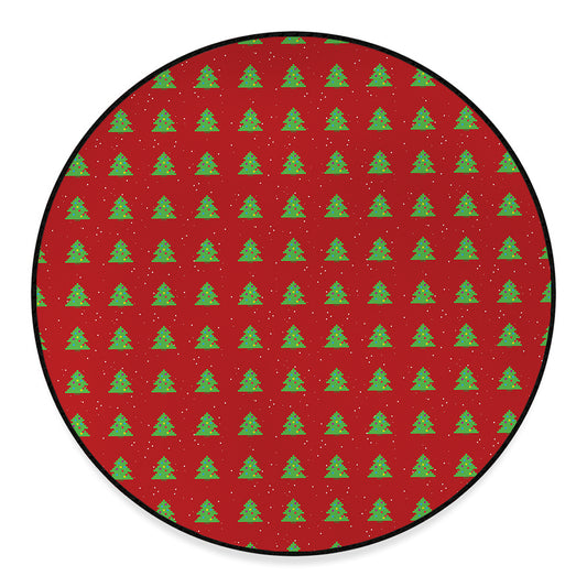 8-Bit Pixel Christmas Tree Pattern Print Round Floor Mat