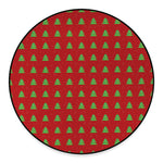 8-Bit Pixel Christmas Tree Pattern Print Round Floor Mat