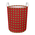 8-Bit Pixel Christmas Tree Pattern Print Round Laundry Basket