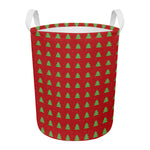 8-Bit Pixel Christmas Tree Pattern Print Round Laundry Basket