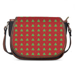 8-Bit Pixel Christmas Tree Pattern Print Saddle Bag