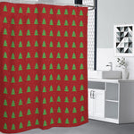 8-Bit Pixel Christmas Tree Pattern Print Shower Curtain