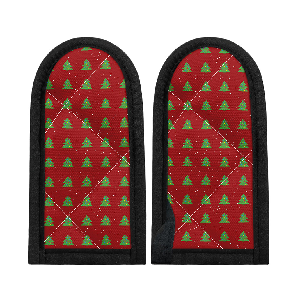 8-Bit Pixel Christmas Tree Pattern Print Skillet Handle Cover