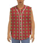 8-Bit Pixel Christmas Tree Pattern Print Sleeveless Baseball Jersey