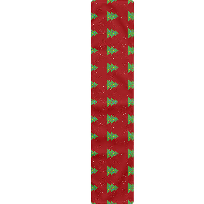 8-Bit Pixel Christmas Tree Pattern Print Table Runner