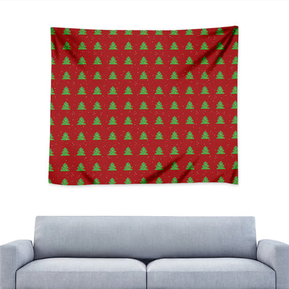 8-Bit Pixel Christmas Tree Pattern Print Tapestry