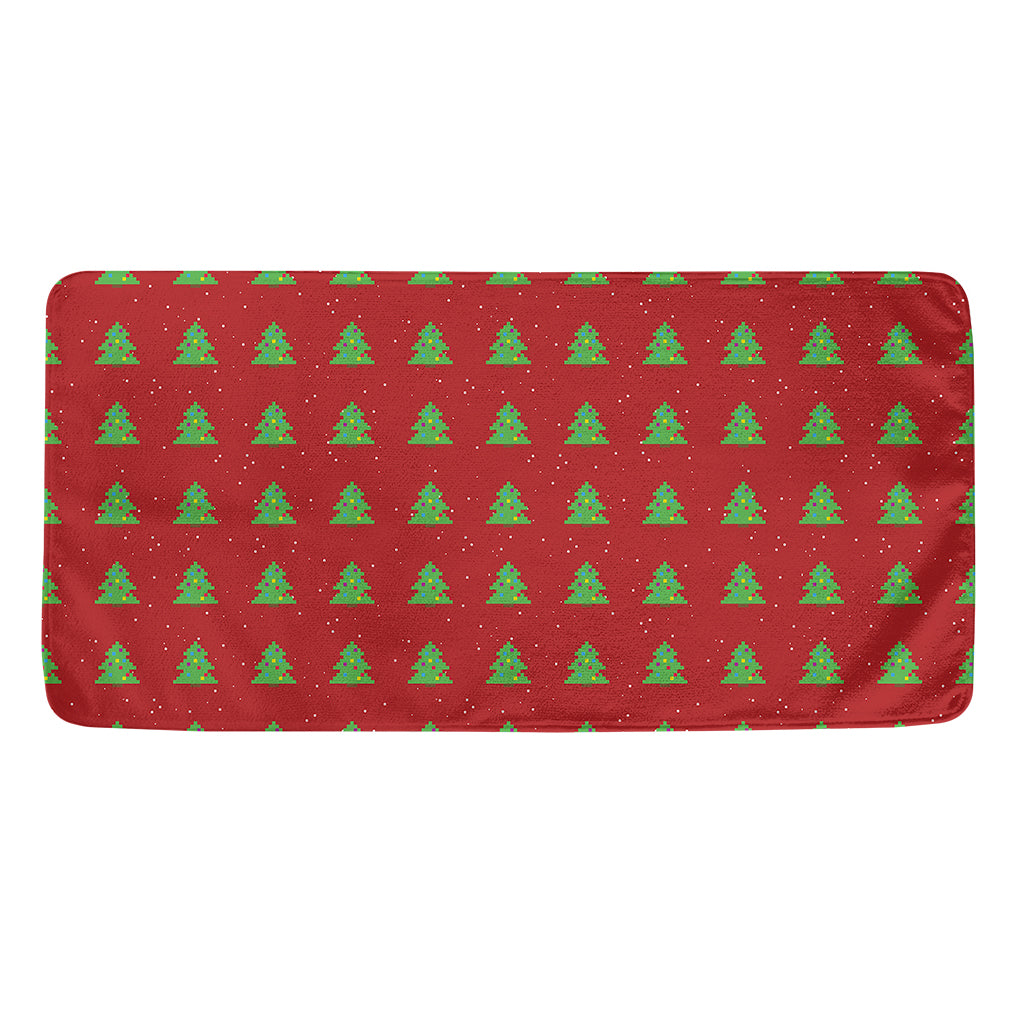 8-Bit Pixel Christmas Tree Pattern Print Towel