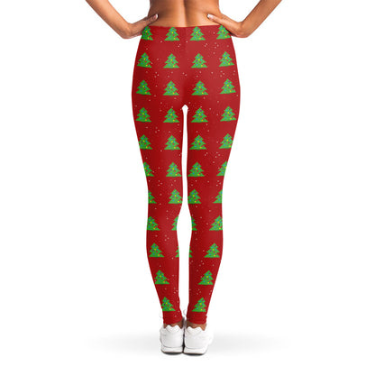 8-Bit Pixel Christmas Tree Pattern Print Women's Leggings