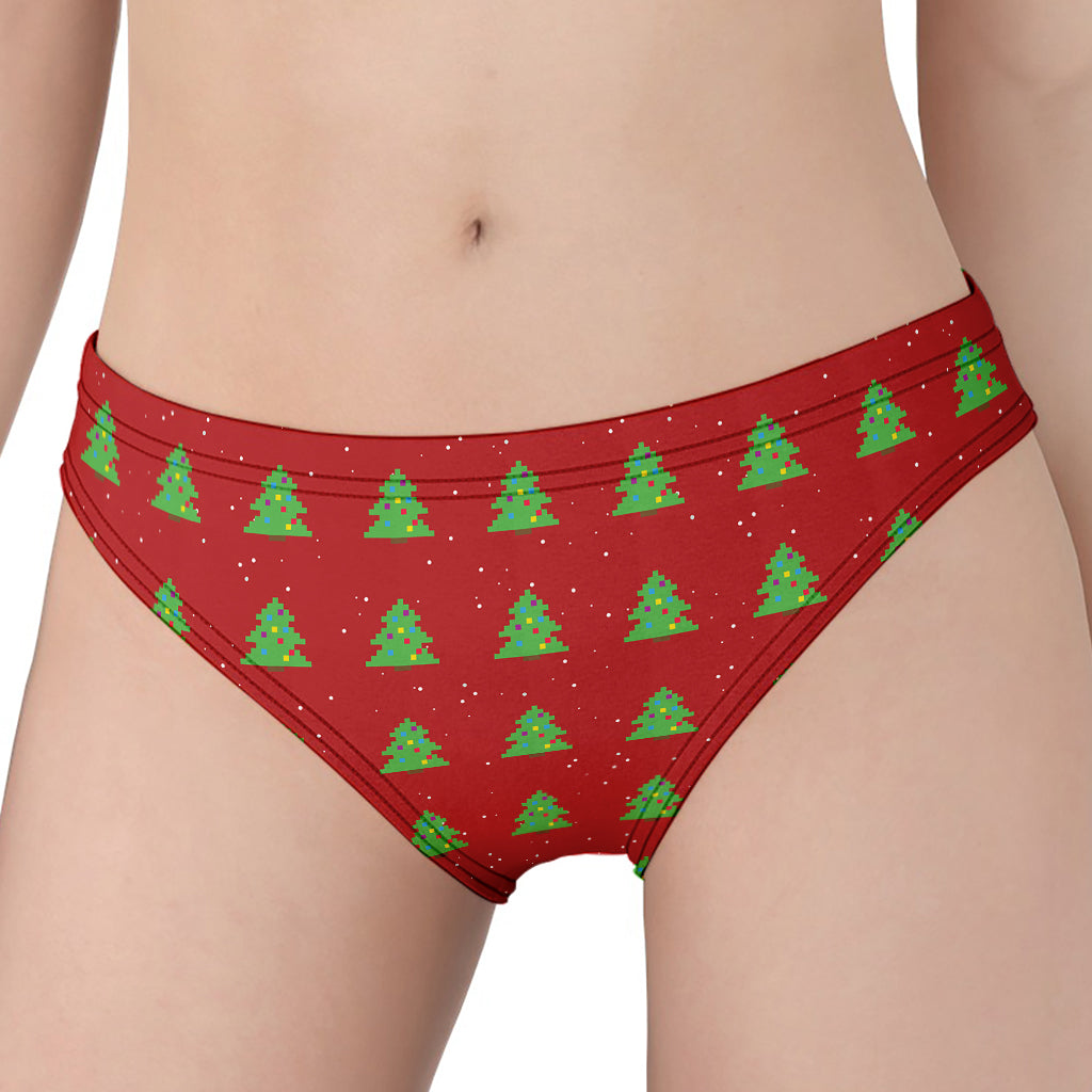 8-Bit Pixel Christmas Tree Pattern Print Women's Panties