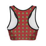 8-Bit Pixel Christmas Tree Pattern Print Women's Sports Bra