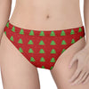 8-Bit Pixel Christmas Tree Pattern Print Women's Thong