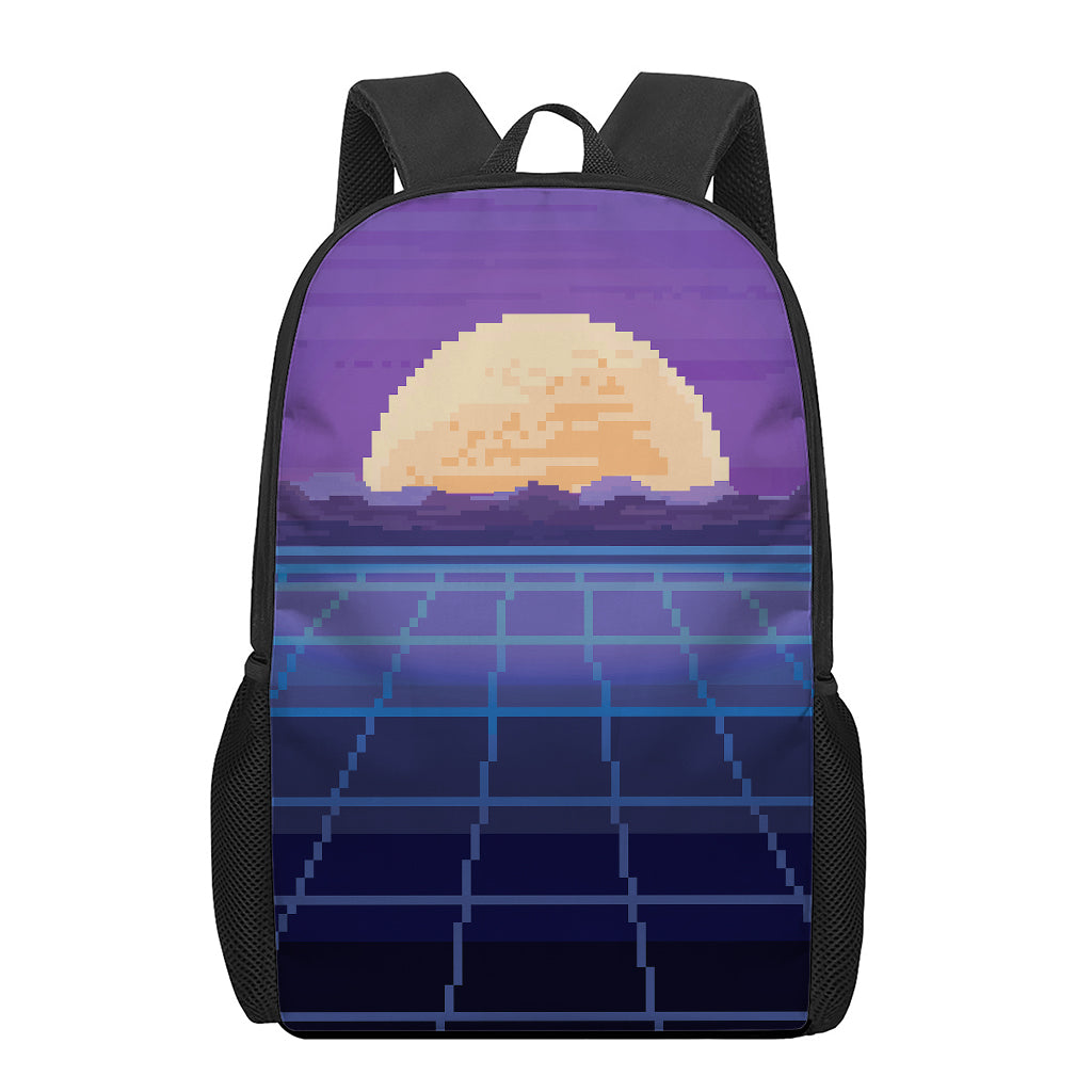 8-Bit Pixel Digital Landscape Print 17 Inch Backpack