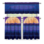 8-Bit Pixel Digital Landscape Print 3 Piece Kitchen Curtains