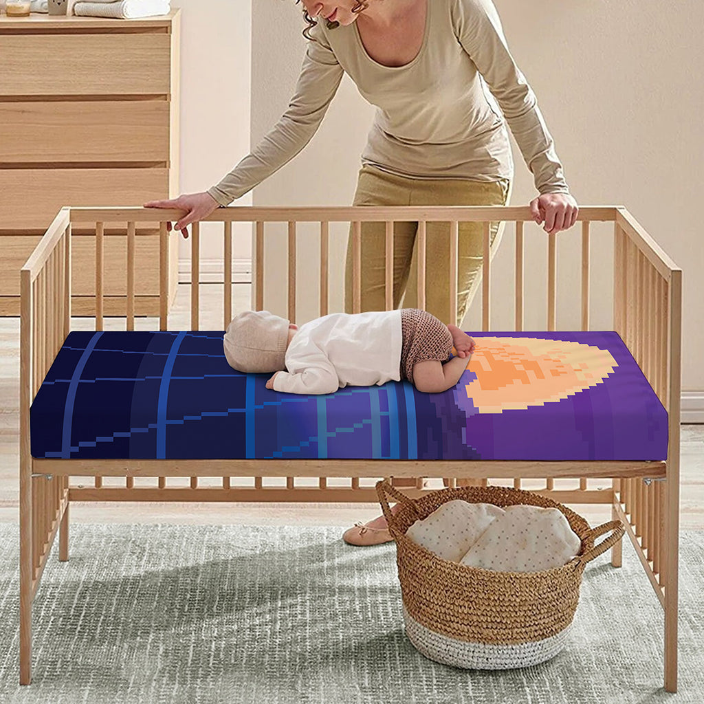 8-Bit Pixel Digital Landscape Print Baby Crib Sheet