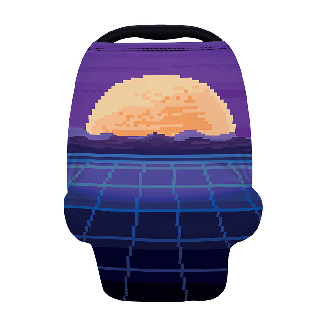 8-Bit Pixel Digital Landscape Print Baby Seat Cover