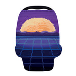 8-Bit Pixel Digital Landscape Print Baby Seat Cover