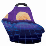 8-Bit Pixel Digital Landscape Print Baby Seat Cover