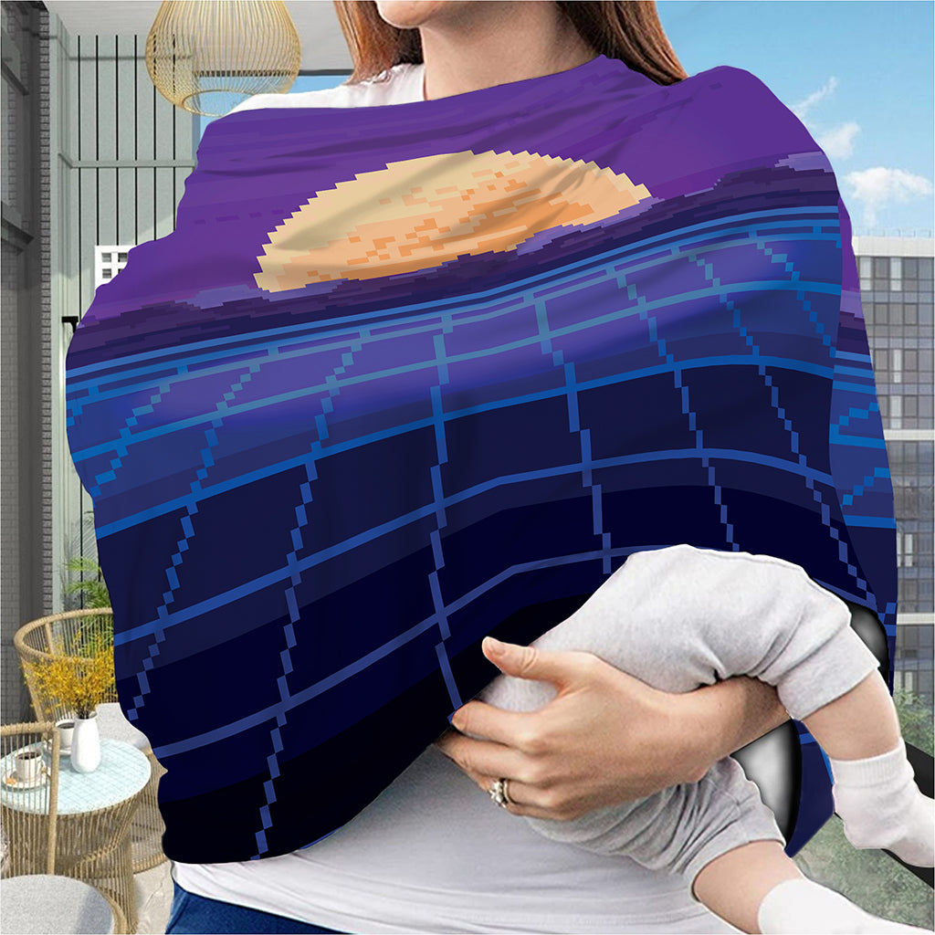 8-Bit Pixel Digital Landscape Print Baby Seat Cover