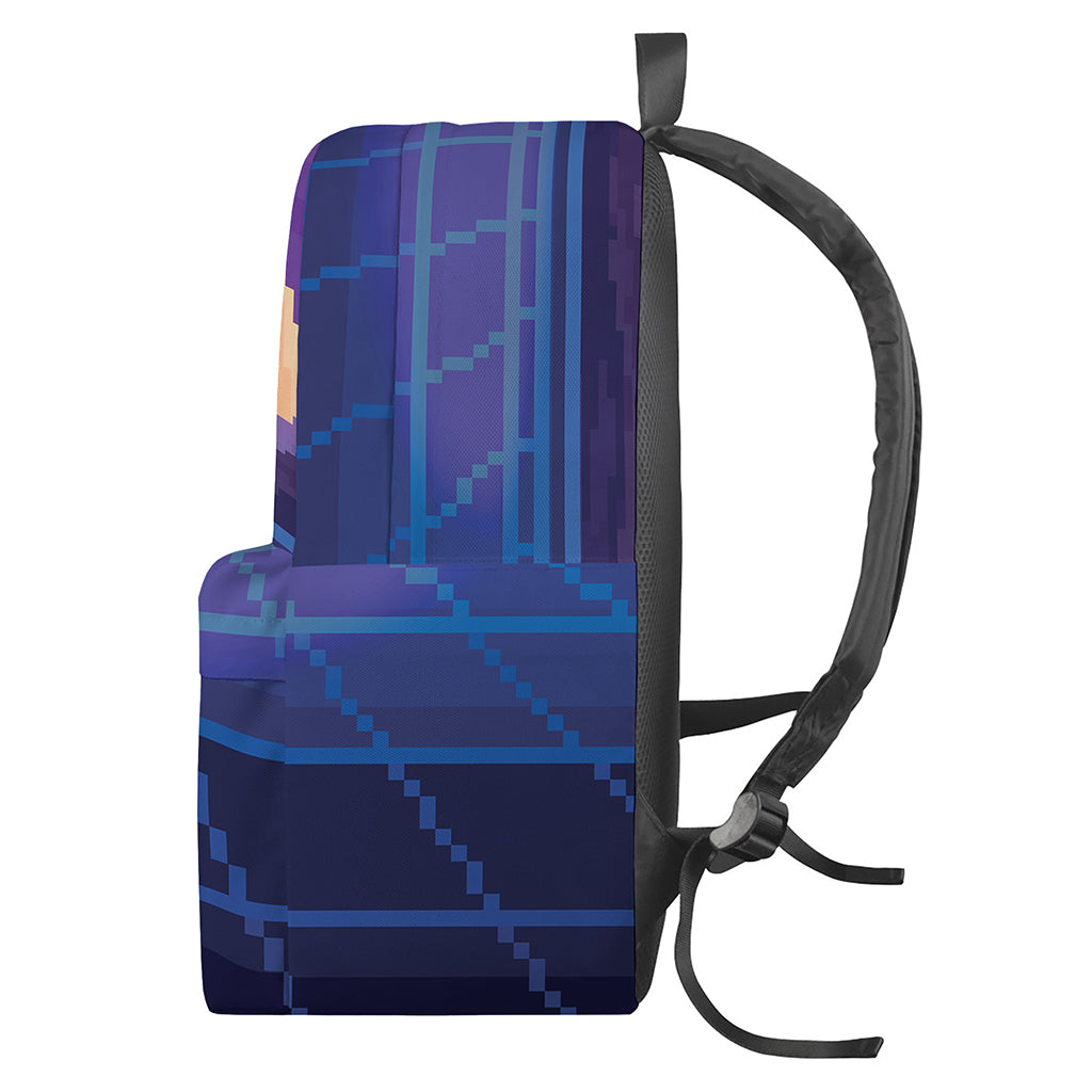 8-Bit Pixel Digital Landscape Print Backpack