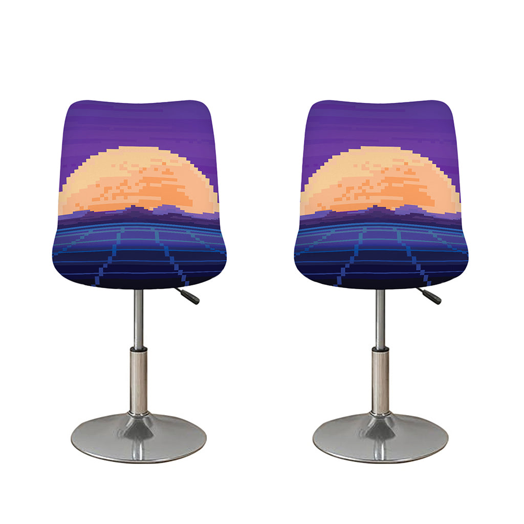 8-Bit Pixel Digital Landscape Print Bar Stool Covers