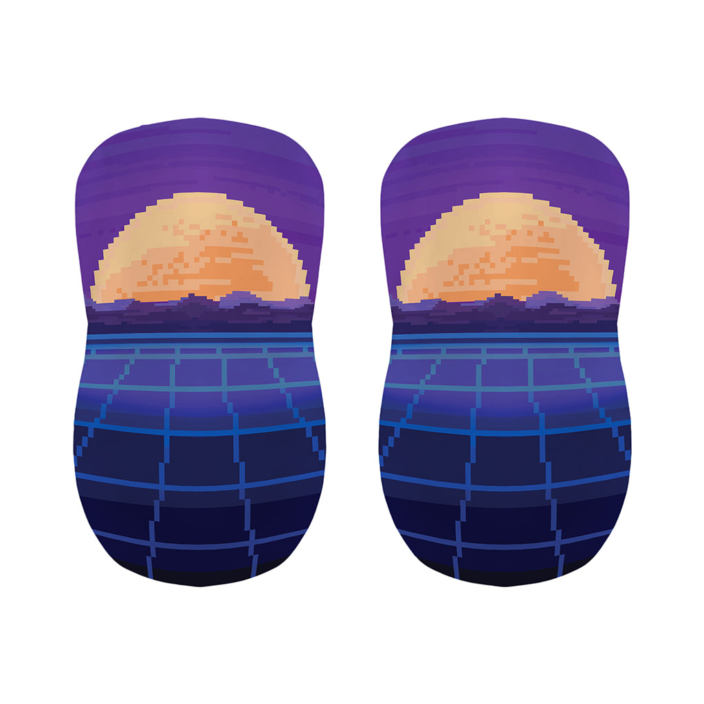 8-Bit Pixel Digital Landscape Print Bar Stool Covers