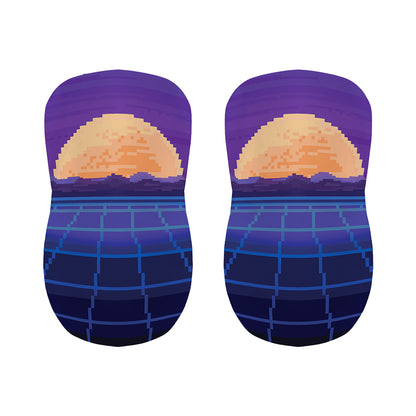 8-Bit Pixel Digital Landscape Print Bar Stool Covers