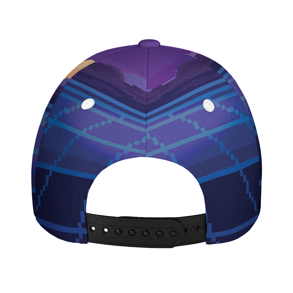 8-Bit Pixel Digital Landscape Print Baseball Cap