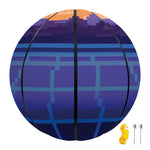 8-Bit Pixel Digital Landscape Print Basketball