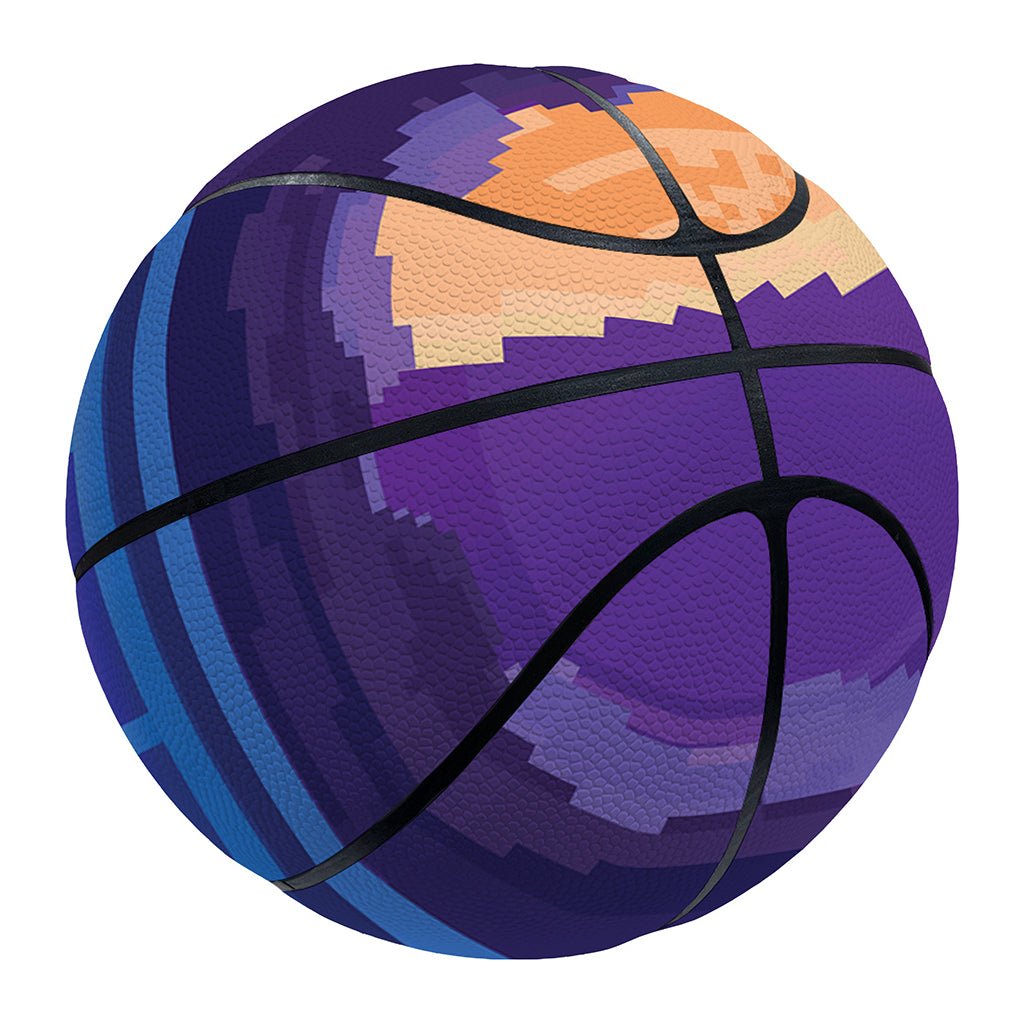 8-Bit Pixel Digital Landscape Print Basketball