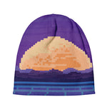 8-Bit Pixel Digital Landscape Print Beanie