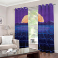 8-Bit Pixel Digital Landscape Print Dimout Grommet Curtains