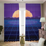 8-Bit Pixel Digital Landscape Print Blackout Pencil Pleat Curtains