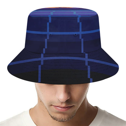 8-Bit Pixel Digital Landscape Print Bucket Hat