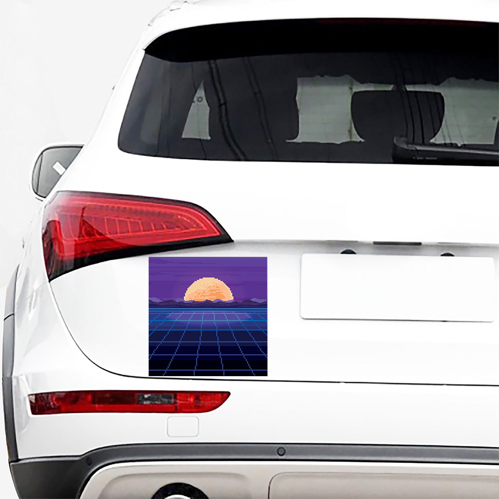 8-Bit Pixel Digital Landscape Print Car Sticker