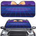 8-Bit Pixel Digital Landscape Print Car Windshield Sun Shade