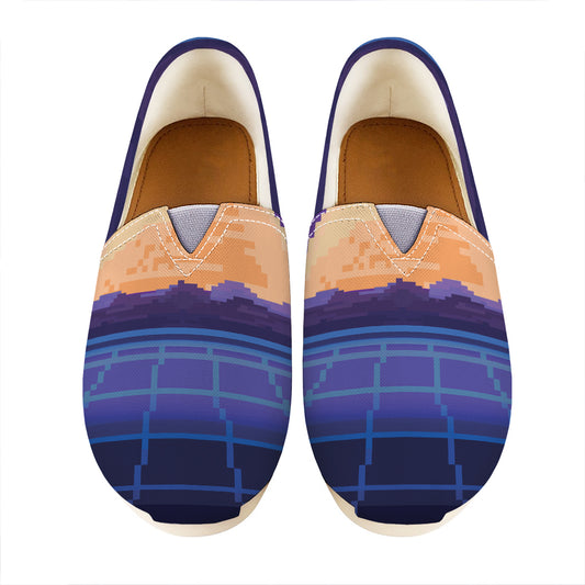 8-Bit Pixel Digital Landscape Print Casual Shoes