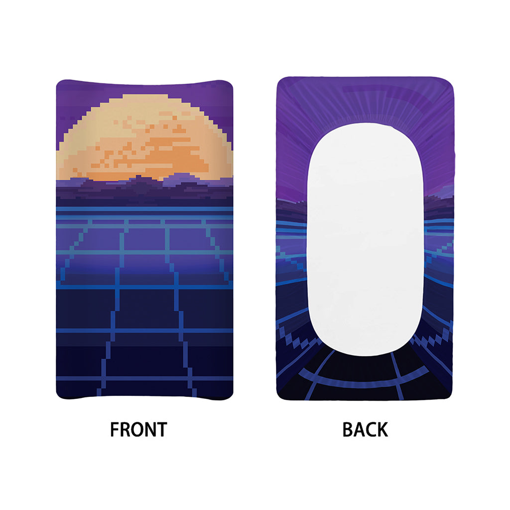 8-Bit Pixel Digital Landscape Print Changing Pad Cover