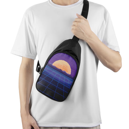 8-Bit Pixel Digital Landscape Print Chest Bag