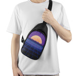 8-Bit Pixel Digital Landscape Print Chest Bag