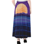 8-Bit Pixel Digital Landscape Print Chiffon Maxi Skirt