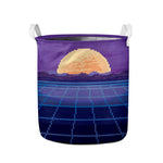 8-Bit Pixel Digital Landscape Print Collapsible Laundry Basket