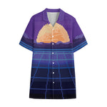 8-Bit Pixel Digital Landscape Print Cotton Hawaiian Shirt