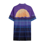 8-Bit Pixel Digital Landscape Print Cotton Hawaiian Shirt
