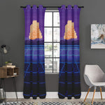 8-Bit Pixel Digital Landscape Print Curtain