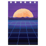 8-Bit Pixel Digital Landscape Print Curtain