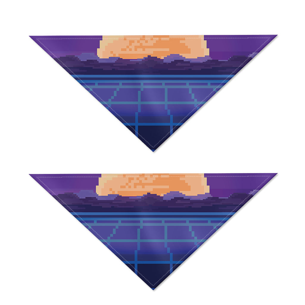 8-Bit Pixel Digital Landscape Print Dog Bandana