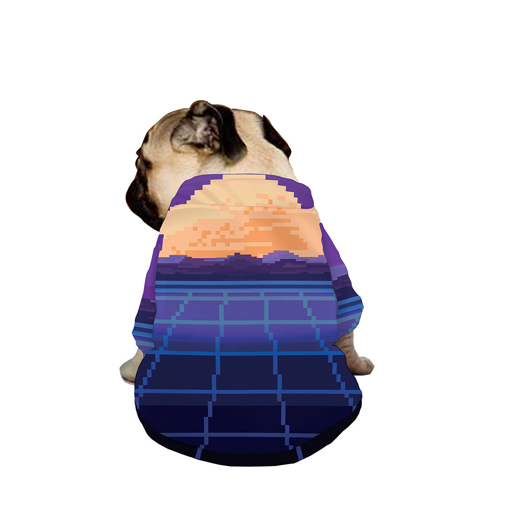 8-Bit Pixel Digital Landscape Print Dog Zip Up Jacket